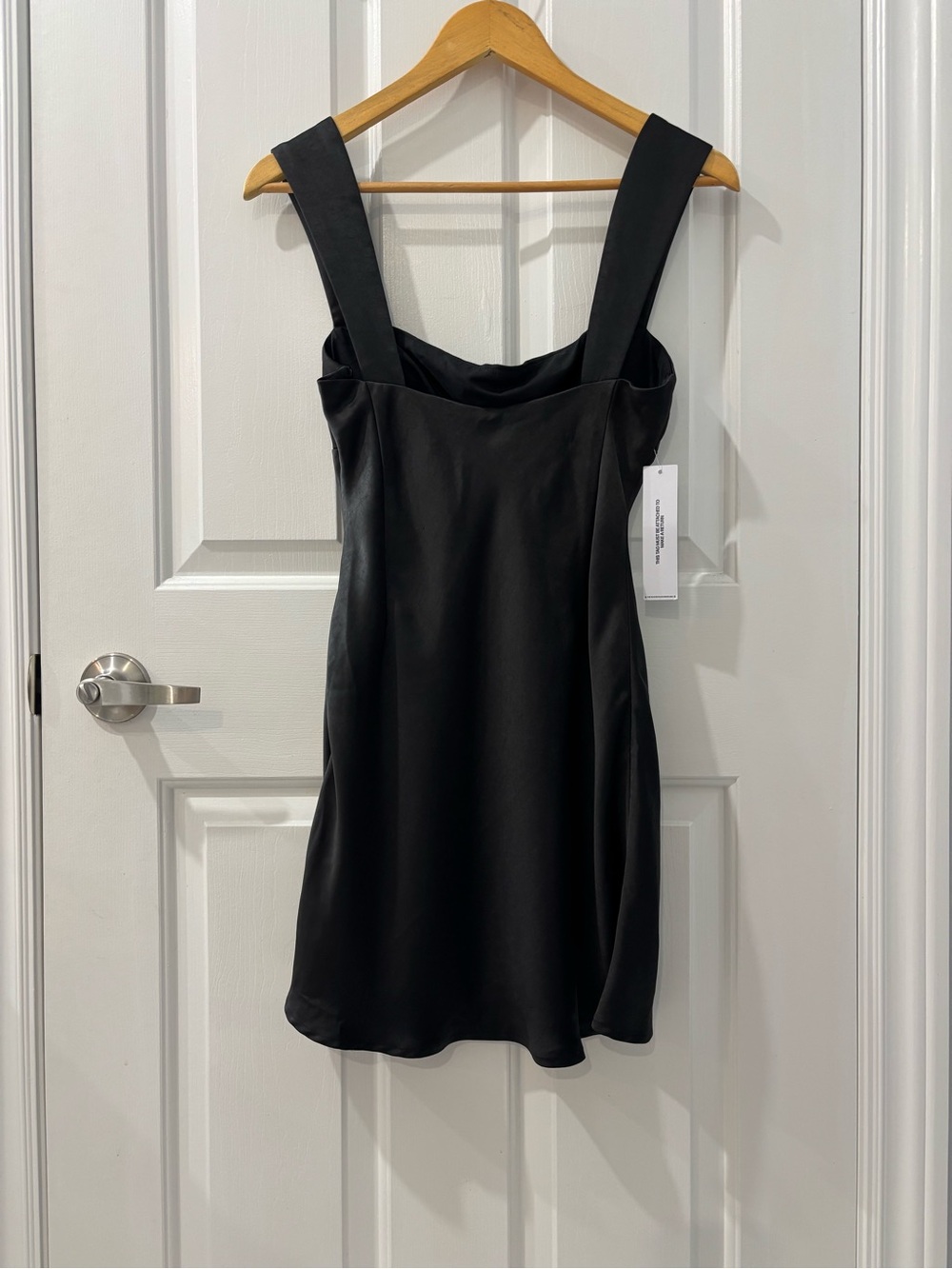 Princess Polly Black Satin Mini Dress with Wide Straps LBD - Picture 3 of 7